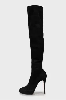 Pointed toe suede over the knee boots