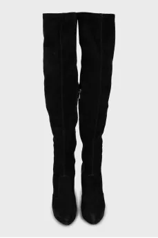Pointed toe suede over the knee boots