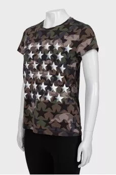 Straight-fit T-shirt with military print