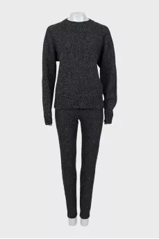 Wool knitted suit with trousers