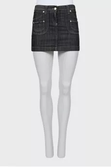 Black denim miniskirt