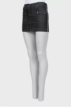 Black denim miniskirt