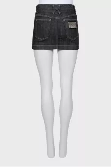Black denim miniskirt