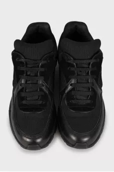 Black leather and suede sneakers