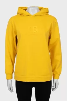 Yellow hoodie with embossed logo