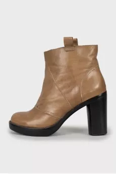 Perforated high heel ankle boots