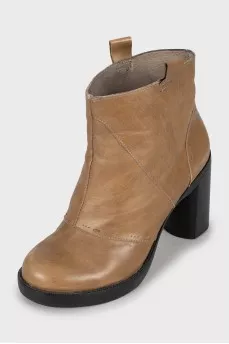 Perforated high heel ankle boots