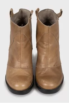 Perforated high heel ankle boots