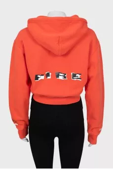 Red cropped hoodie