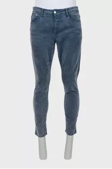 Men's blue velor trousers