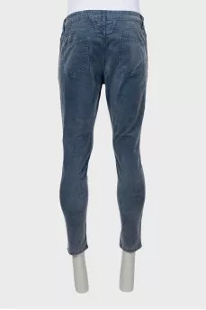 Men's blue velor trousers