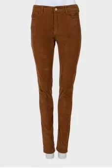 Corduroy jeans with gold hardware