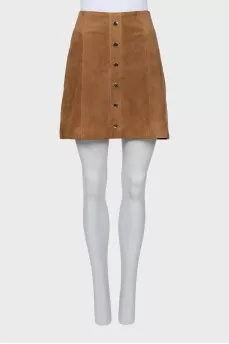 Suede skirt decorated with buttons