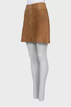 Suede skirt decorated with buttons
