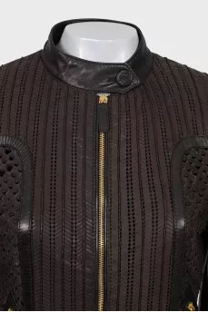 Leather jacket with perforations