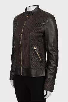 Leather jacket with perforations