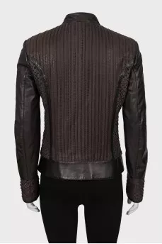 Leather jacket with perforations