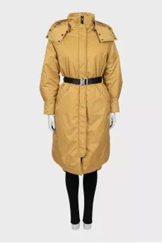 Yellow down jacket on the belt