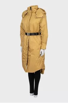 Yellow down jacket on the belt