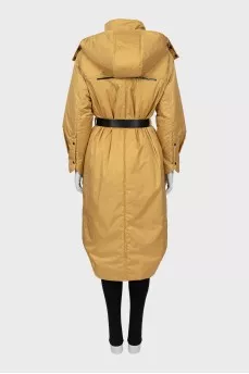 Yellow down jacket on the belt
