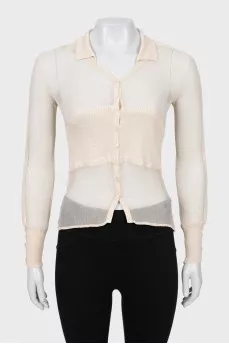 Cardigan with silk inserts