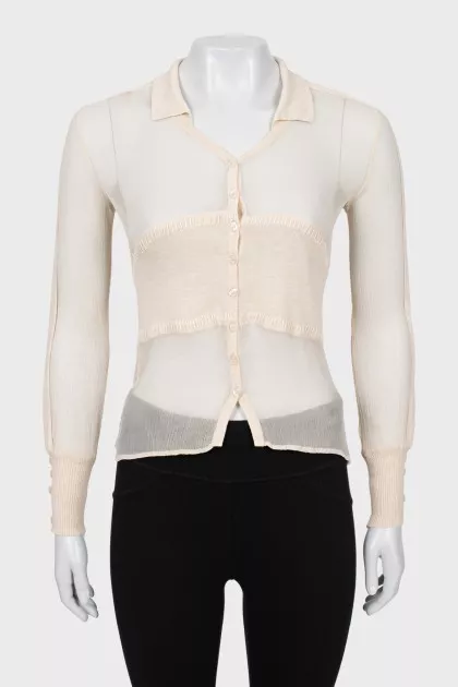 Cardigan with silk inserts