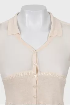 Cardigan with silk inserts