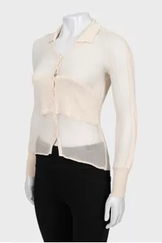 Cardigan with silk inserts