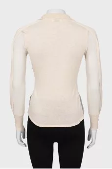 Cardigan with silk inserts