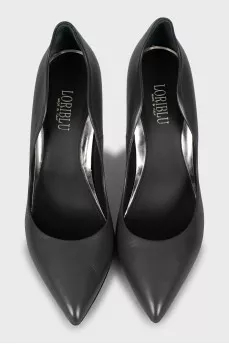 Gray leather shoes