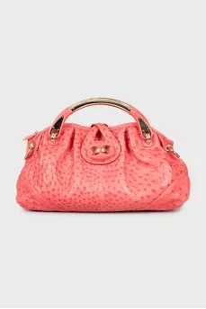 Pink leather tote bag