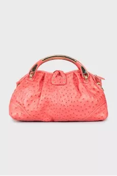 Pink leather tote bag