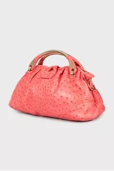 Pink leather tote bag