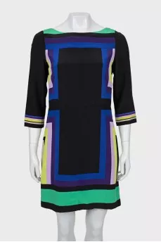 Silk dress in geometric print