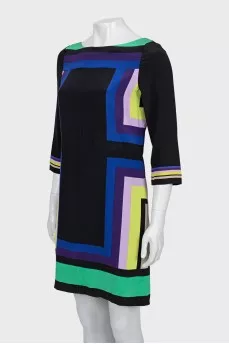 Silk dress in geometric print