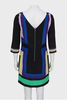 Silk dress in geometric print