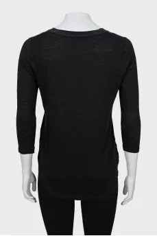 Black linen and silk blouse