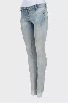 Low-rise jeans with skulls