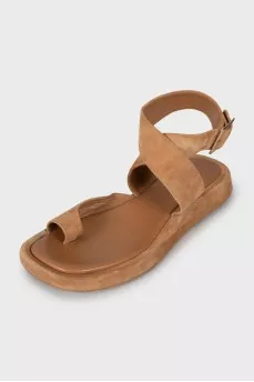 Brown suede and leather sandals