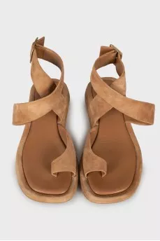 Brown suede and leather sandals
