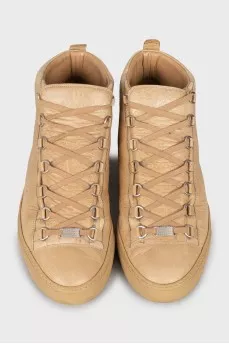 Men's beige leather sneakers