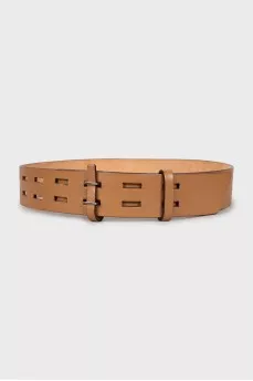 Wide brown leather belt