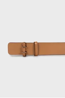 Wide brown leather belt
