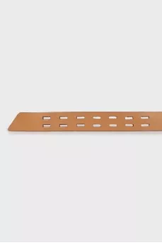 Wide brown leather belt