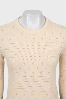 Cropped sweater with perforations