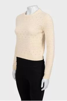Cropped sweater with perforations