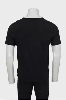 Men's black T-shirt with embroidered logo