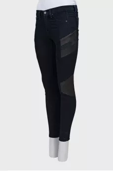 Skinny jeans with leather inserts