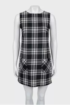 Wool dress with stripes