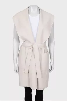 Beige vest with belt